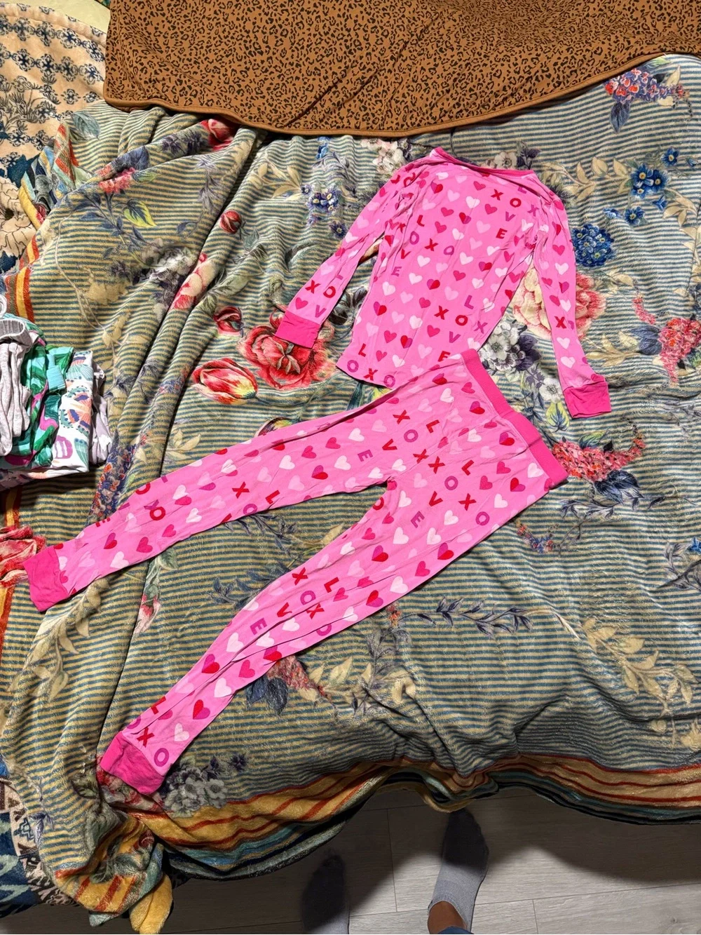 Little Sleepies Hot Pink Heart Print Pajama Set